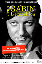 Affiche de l'exposition Jean Gabin à Boulogne-Billancourt
